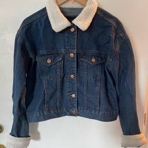Streetwear Society Jean Jacket with Faux-fur Collar